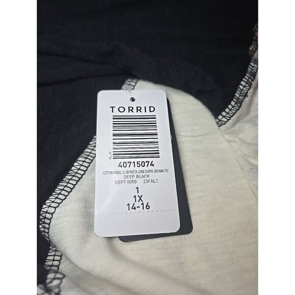 Torrid Cotton Modal Slub V-Neck Long Sleeve Dolman Tee - Picture 6 of 8